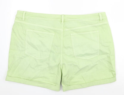 Marks and Spencer Womens Green Cotton Boyfriend Shorts Size 22 Regular Zip