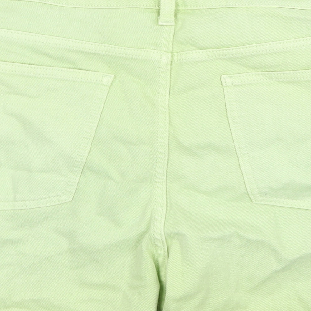 Marks and Spencer Womens Green Cotton Boyfriend Shorts Size 22 Regular Zip