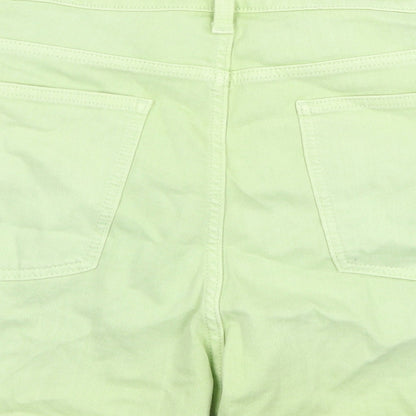 Marks and Spencer Womens Green Cotton Boyfriend Shorts Size 22 Regular Zip