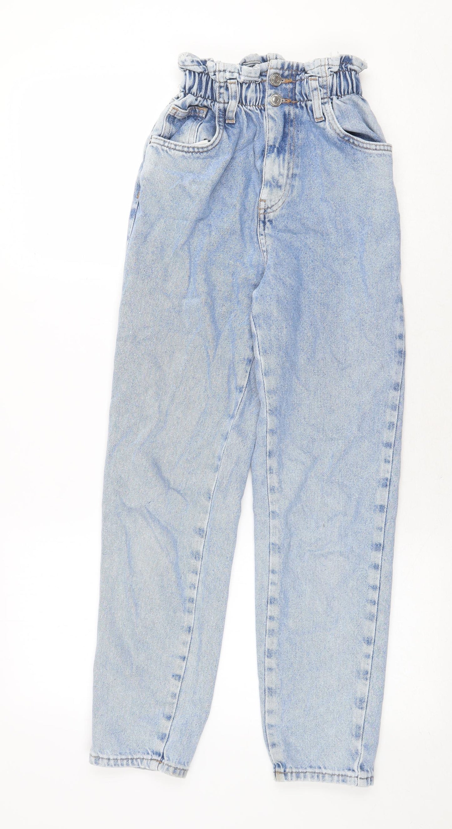 new loo Womens Blue Cotton Straight Jeans Size 4 Regular Zip