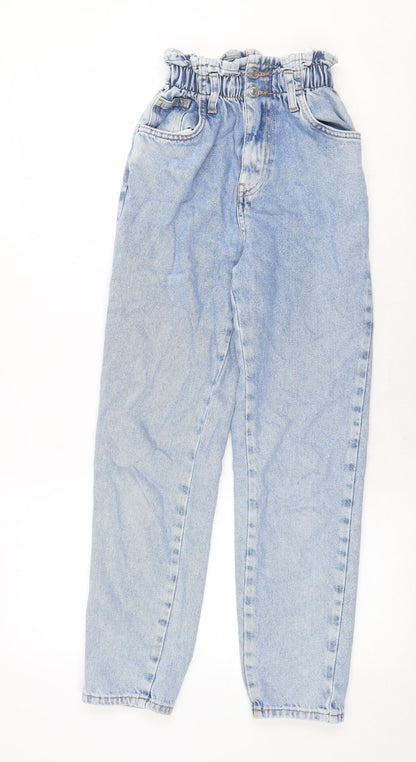 new loo Womens Blue Cotton Straight Jeans Size 4 Regular Zip