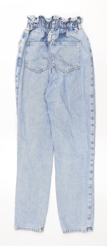 new loo Womens Blue Cotton Straight Jeans Size 4 Regular Zip
