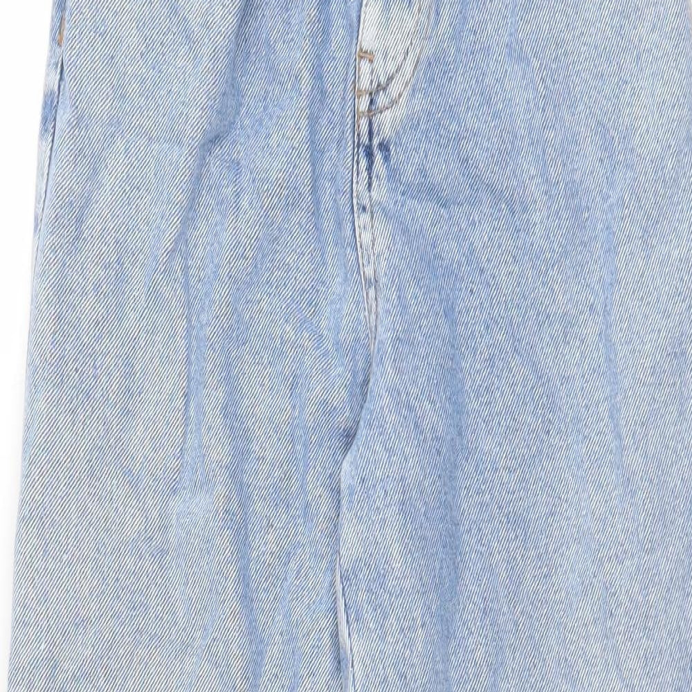 new loo Womens Blue Cotton Straight Jeans Size 4 Regular Zip
