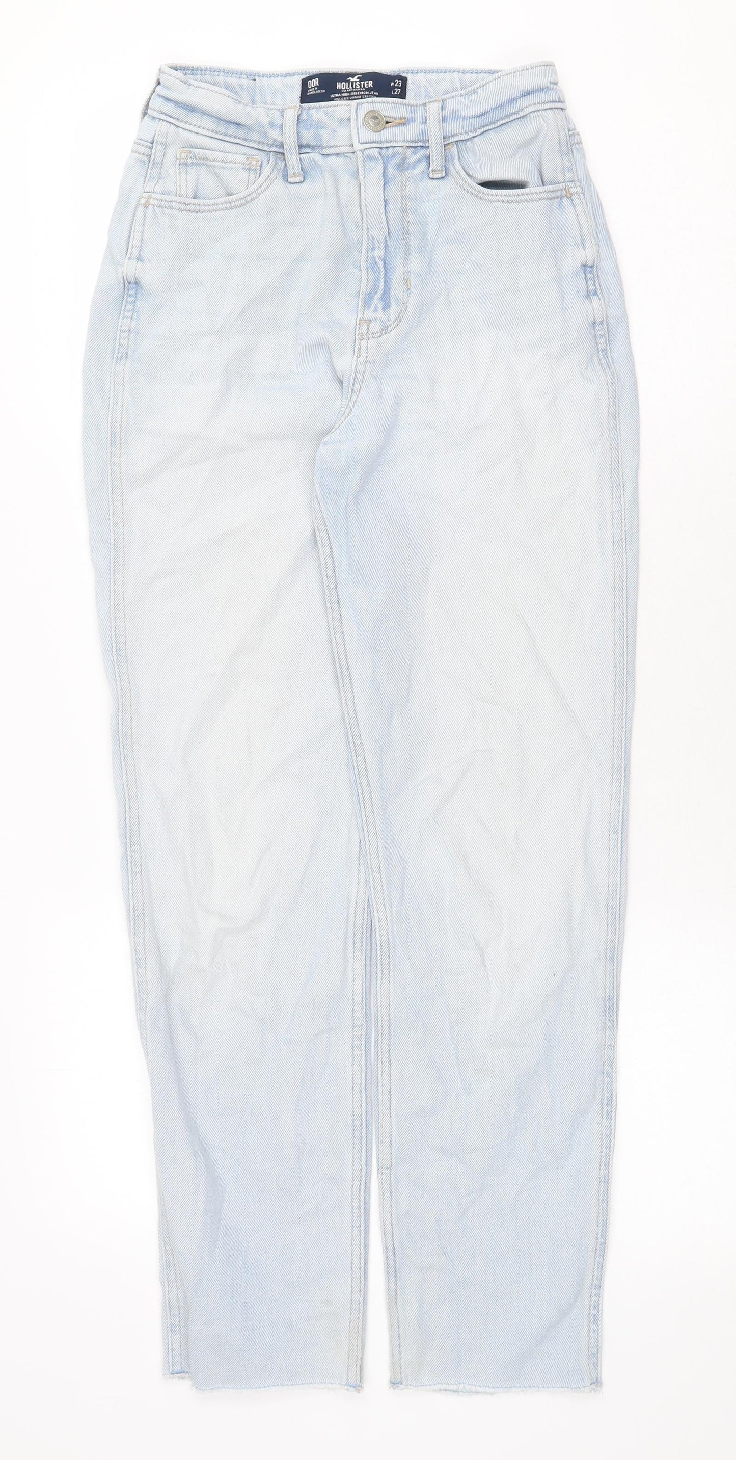Hollister Womens Blue Cotton Straight Jeans Size 24 in Regular Zip