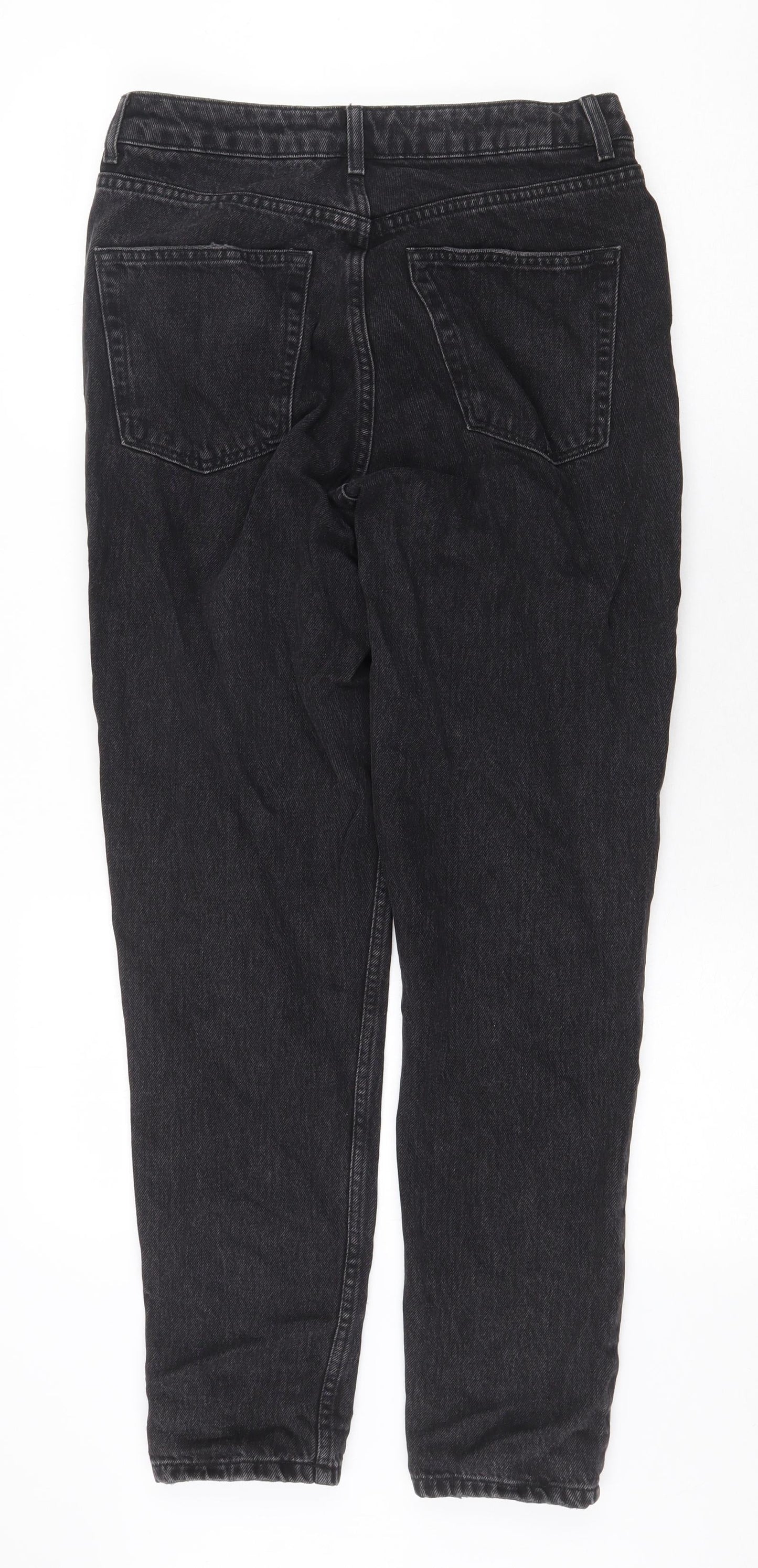 Topshop Womens Black Cotton Straight Jeans Size 30 in Regular Zip