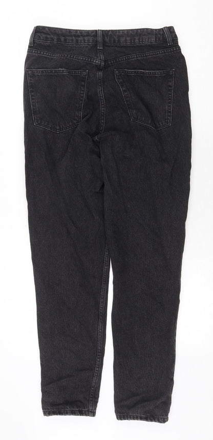 Topshop Womens Black Cotton Straight Jeans Size 30 in Regular Zip