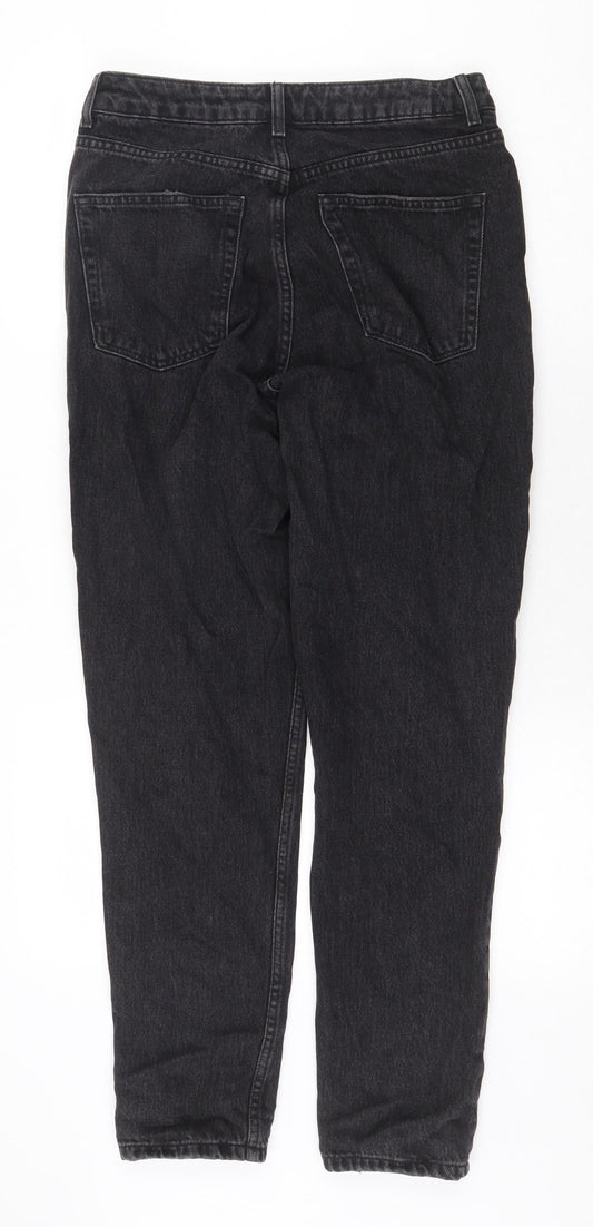 Topshop Womens Black Cotton Straight Jeans Size 30 in Regular Zip