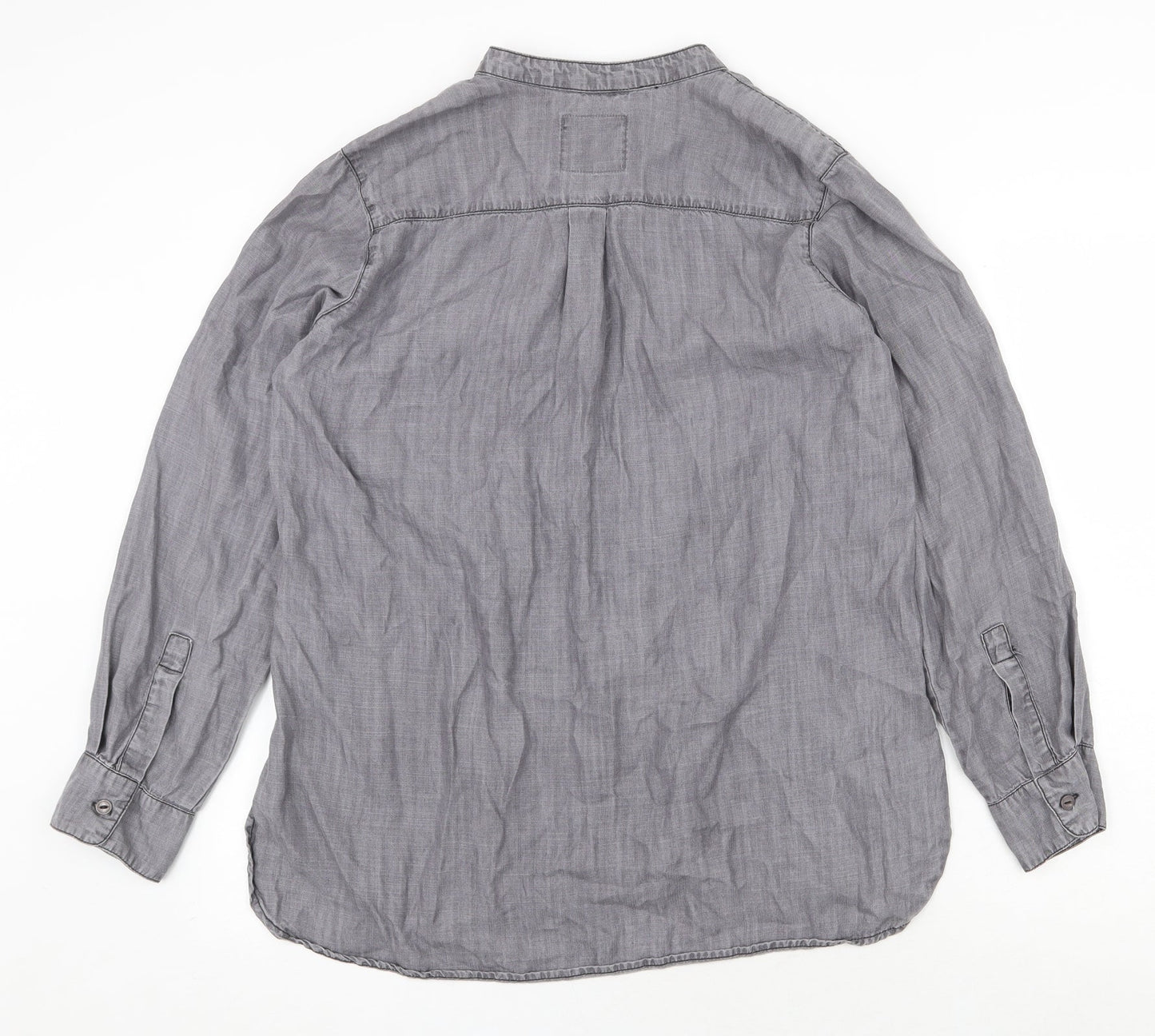 Denim & Co. Womens Grey Lyocell Basic Blouse Size 14 V-Neck