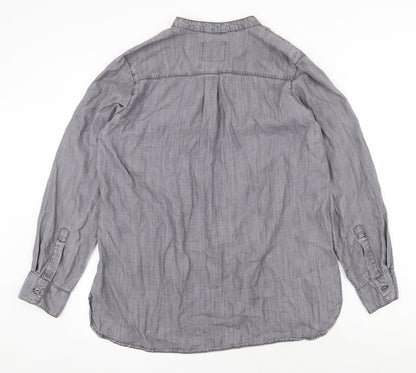 Denim & Co. Womens Grey Lyocell Basic Blouse Size 14 V-Neck