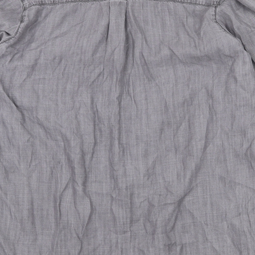 Denim & Co. Womens Grey Lyocell Basic Blouse Size 14 V-Neck
