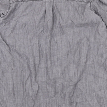 Denim & Co. Womens Grey Lyocell Basic Blouse Size 14 V-Neck