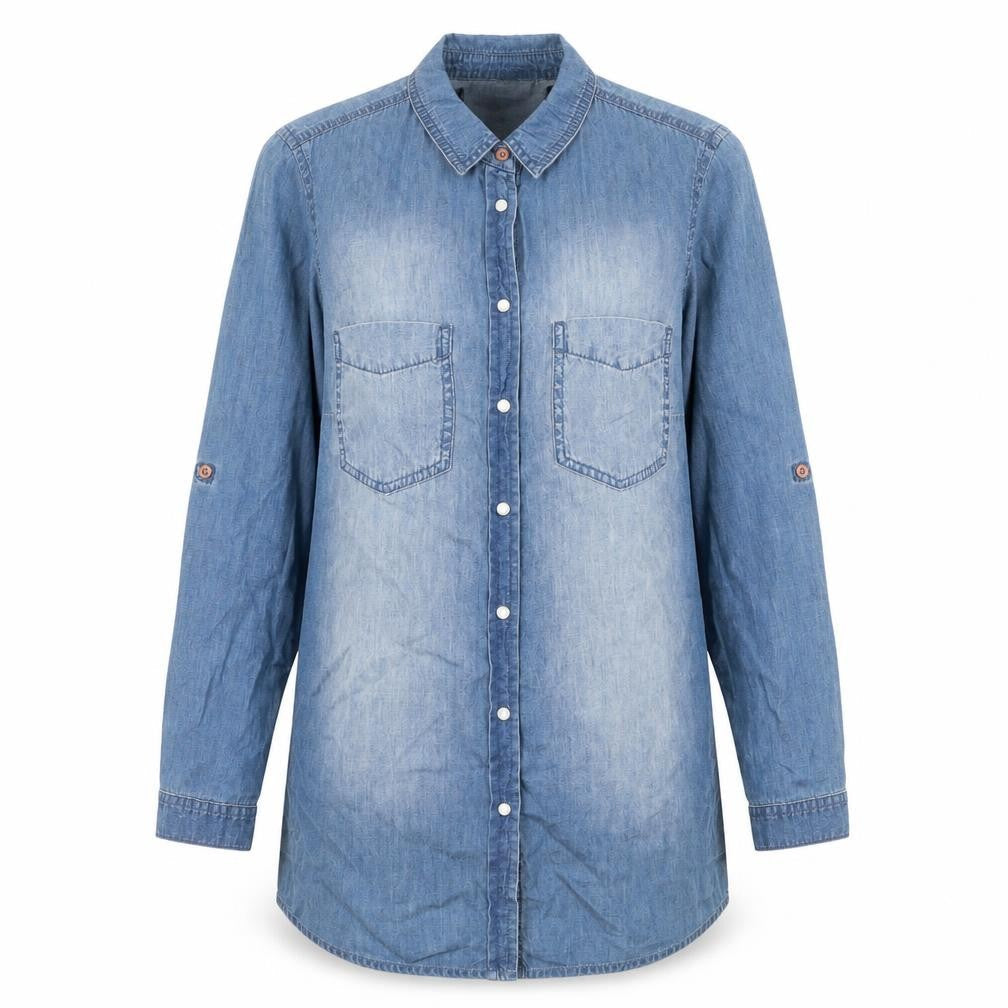 Womens UK Size 2XS Capsule Blue Basic Button-Up