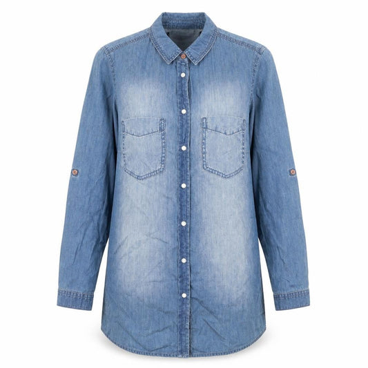 Womens UK Size 2XS Capsule Blue Basic Button-Up