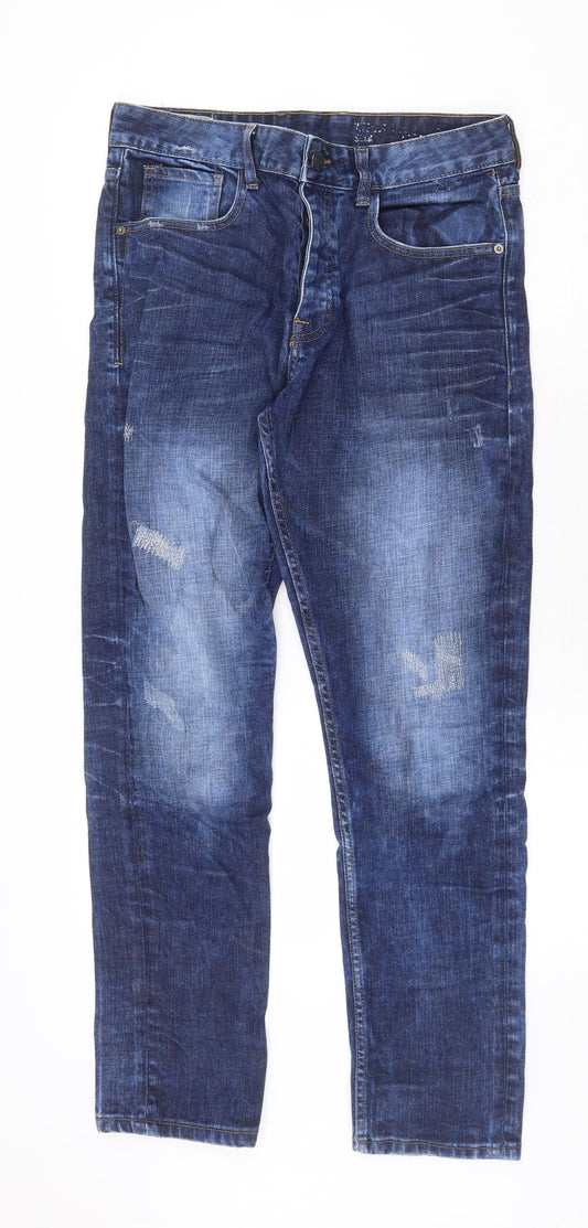 Union Wares Mens Blue Cotton Straight Jeans Size 32 in Regular Zip