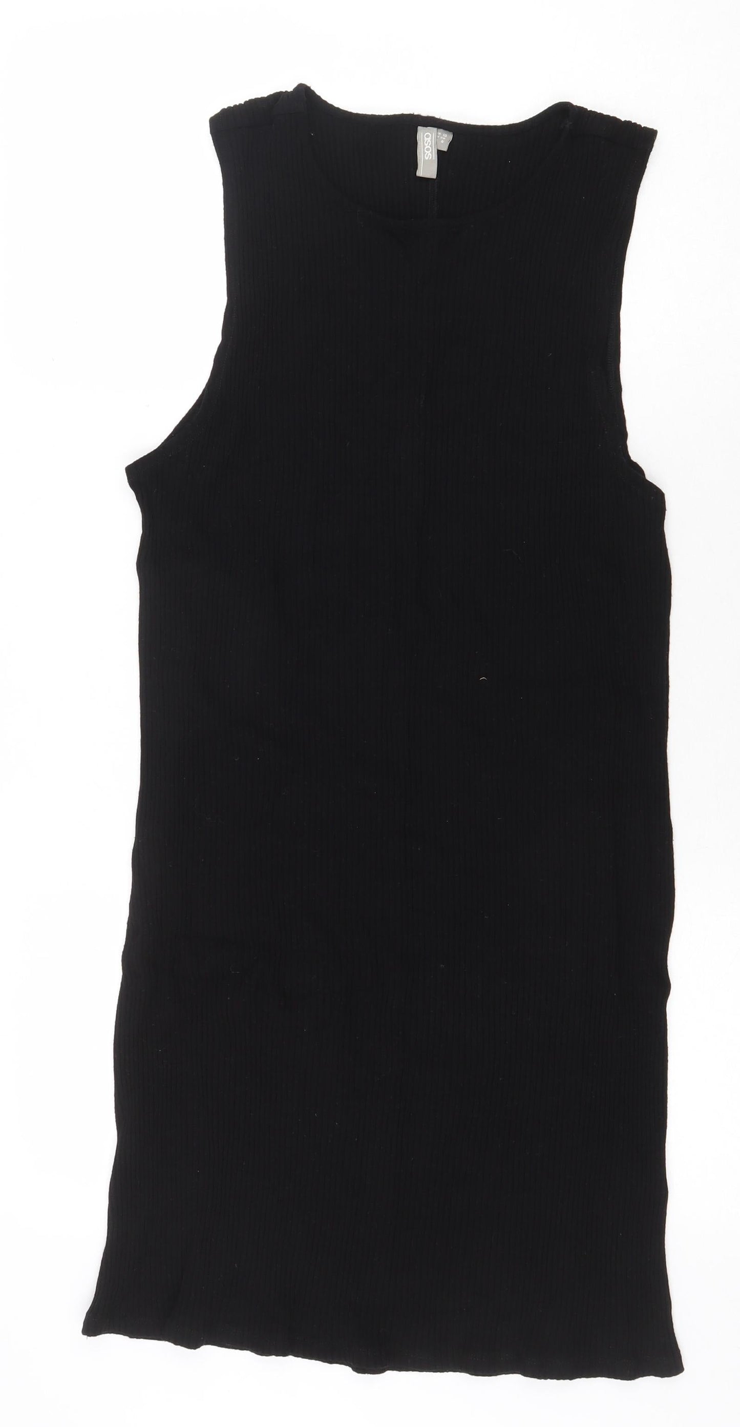 ASOS Womens Black Viscose A-Line Size 10 Round Neck Pullover