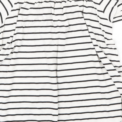 F&F Womens White Striped Viscose Basic Blouse Size 12 Off the Shoulder