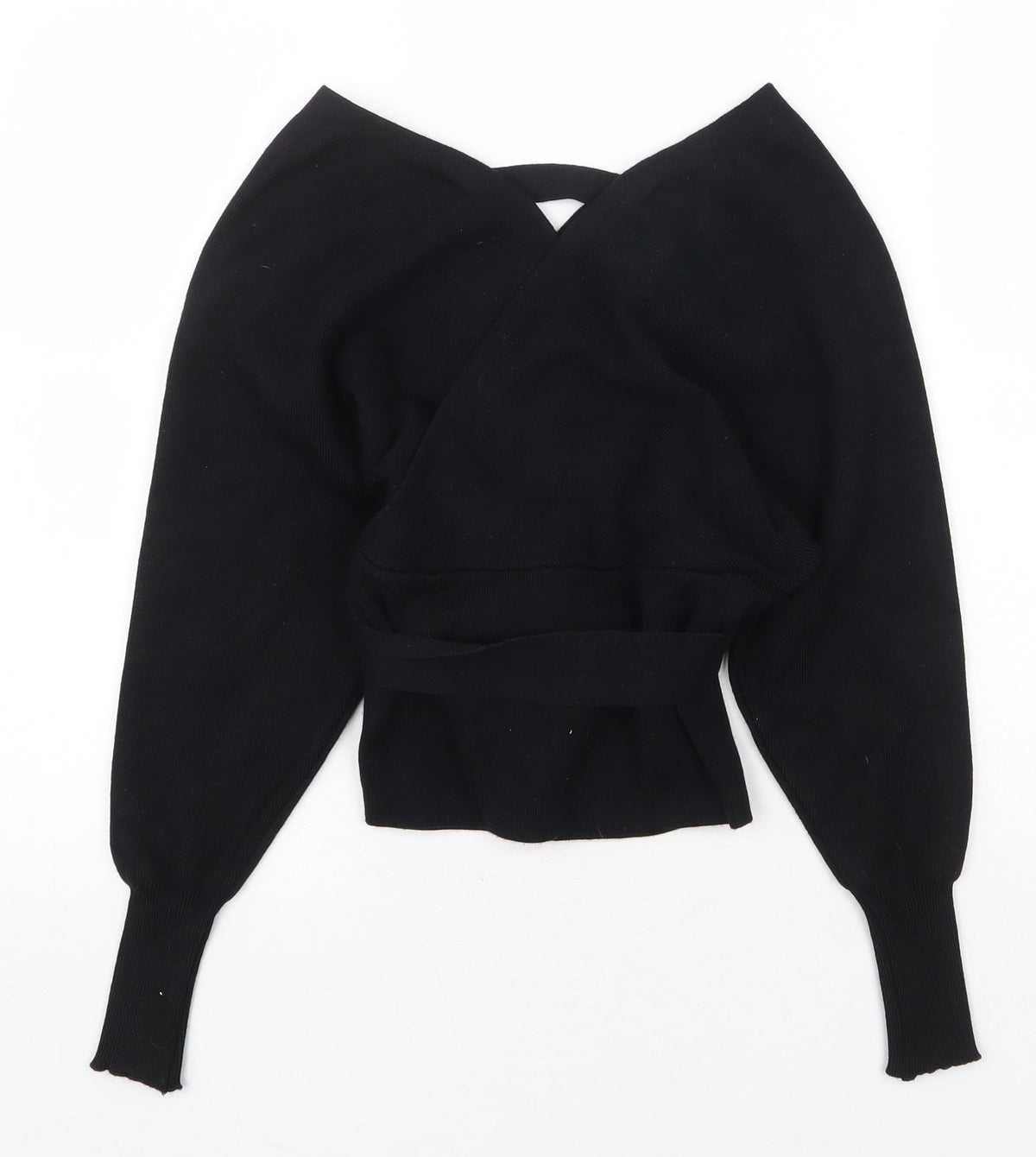 Kooiook Womens Black V-Neck Viscose Pullover Jumper Size S