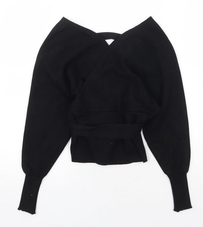 Kooiook Womens Black V-Neck Viscose Pullover Jumper Size S