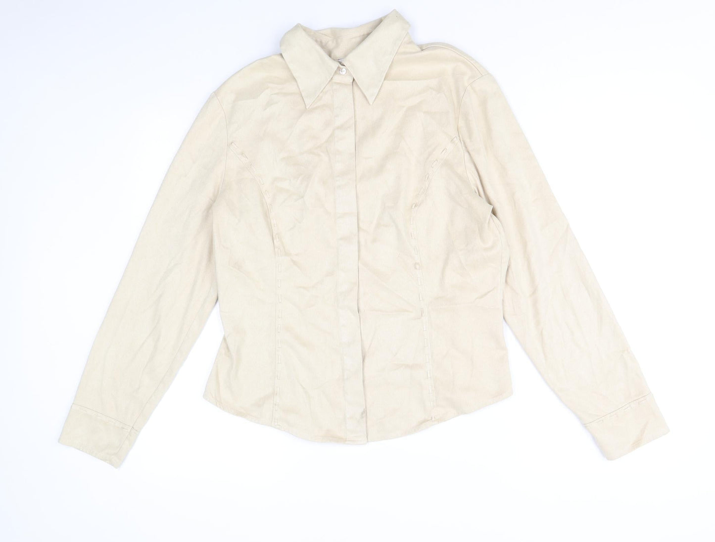 Womens UK Size 16 NEXT Beige Basic Button-Up