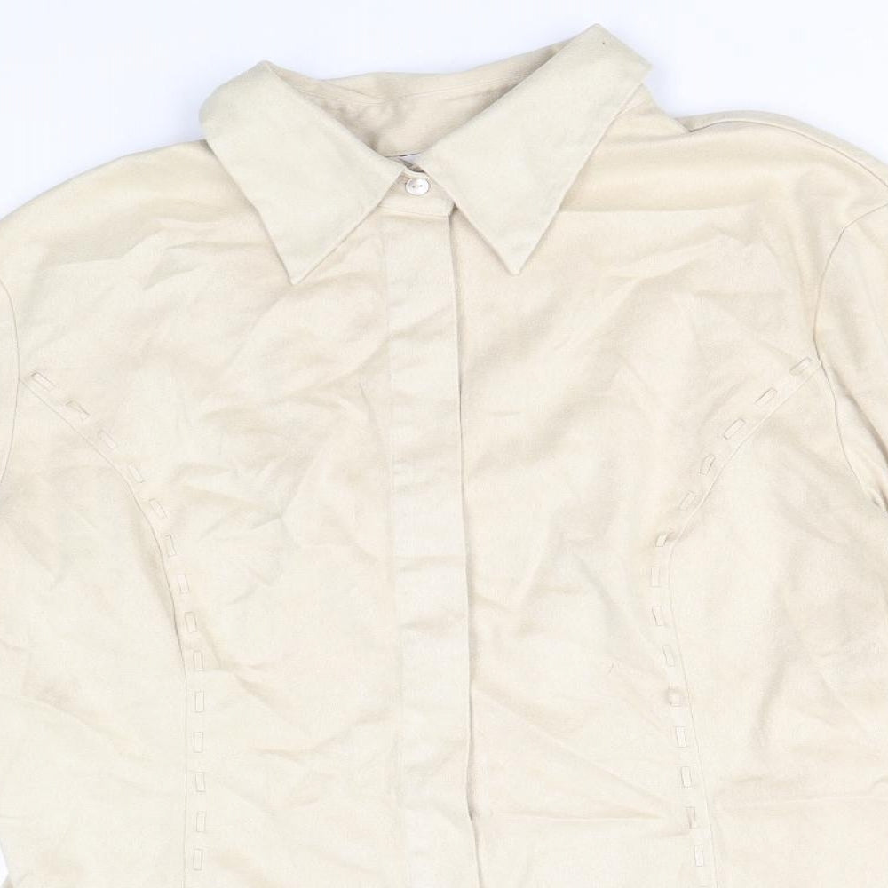 Womens UK Size 16 NEXT Beige Basic Button-Up