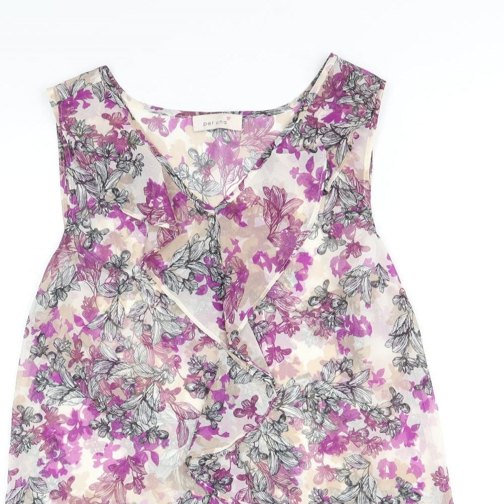 Womens UK Size 10 Per Una Multicoloured Basic Tank