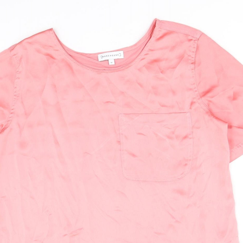 Womens UK Size 10 Warehouse Pink Basic Blouse
