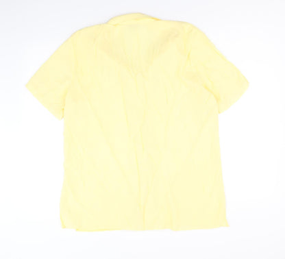 EWM Womens Yellow Polyester Basic Button-Up Size 16 V-Neck