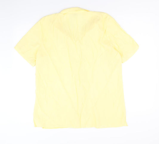 EWM Womens Yellow Polyester Basic Button-Up Size 16 V-Neck