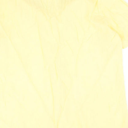 EWM Womens Yellow Polyester Basic Button-Up Size 16 V-Neck