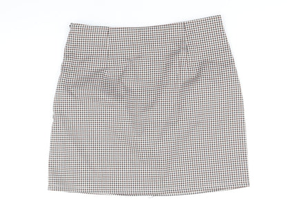 SheIn Womens Multicoloured Plaid Polyester Straight & Pencil Skirt Size S Zip