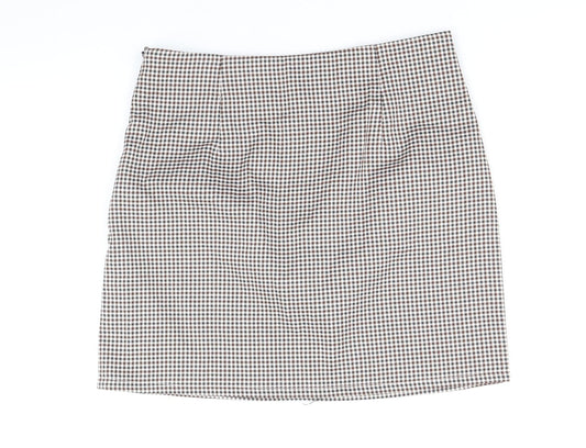 SheIn Womens Multicoloured Plaid Polyester Straight & Pencil Skirt Size S Zip