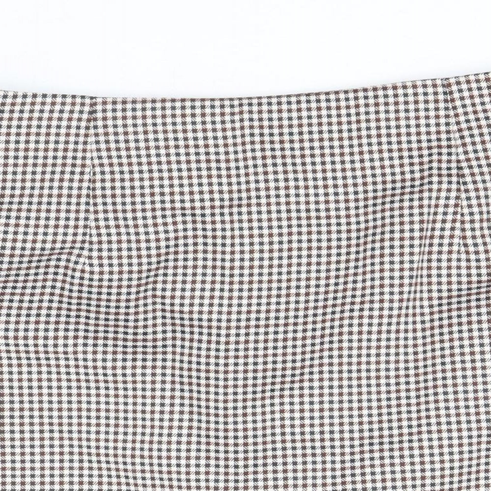 SheIn Womens Multicoloured Plaid Polyester Straight & Pencil Skirt Size S Zip