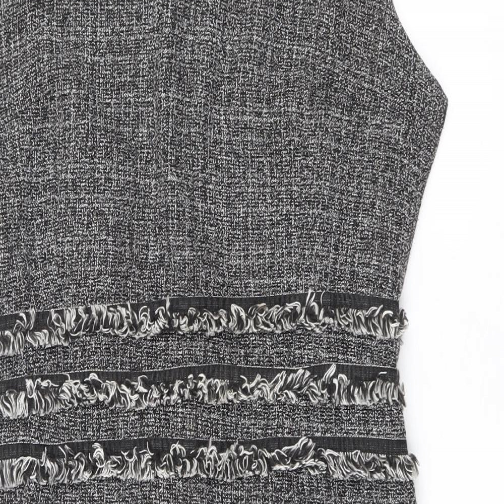 SPLASH Womens Black Polyester A-Line Size M Round Neck Zip