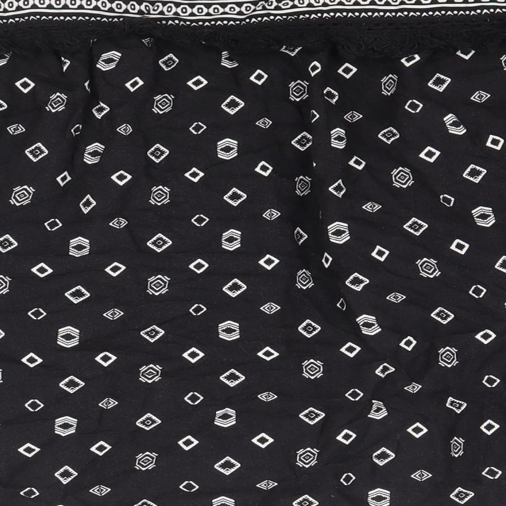 M&Co Womens Black Geometric Viscose Wrap Blouse Size 12 V-Neck