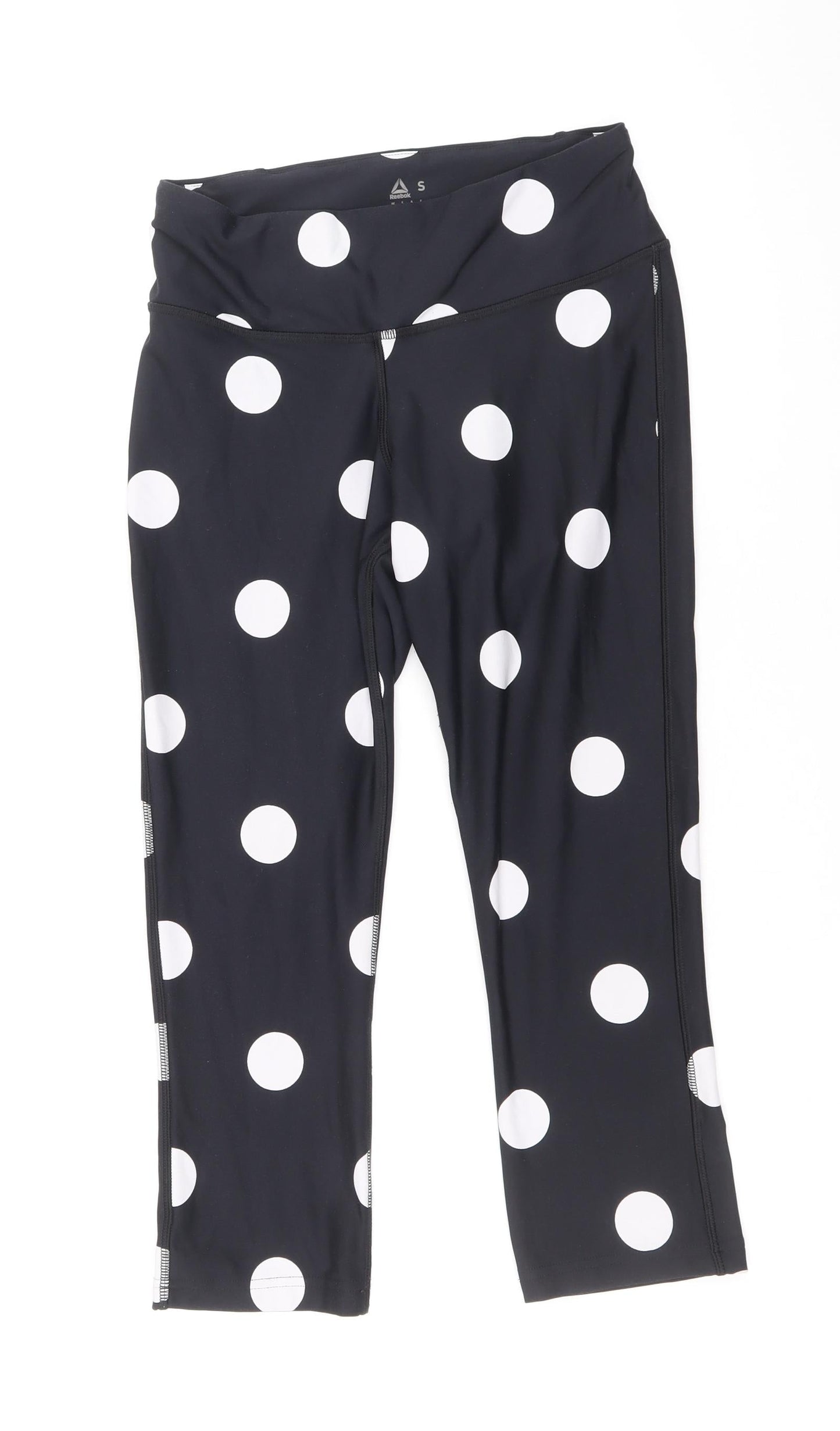 Reebok Womens Black Polka Dot Polyamide Compression Leggings Size S Regular Pullover