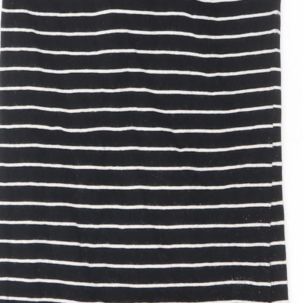 Miss Selfridge Womens Black Striped Cotton Tank Dress Size 8 Off the Shoulder Pullover