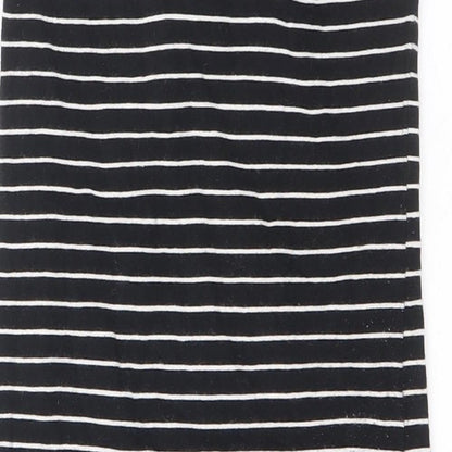 Miss Selfridge Womens Black Striped Cotton Tank Dress Size 8 Off the Shoulder Pullover