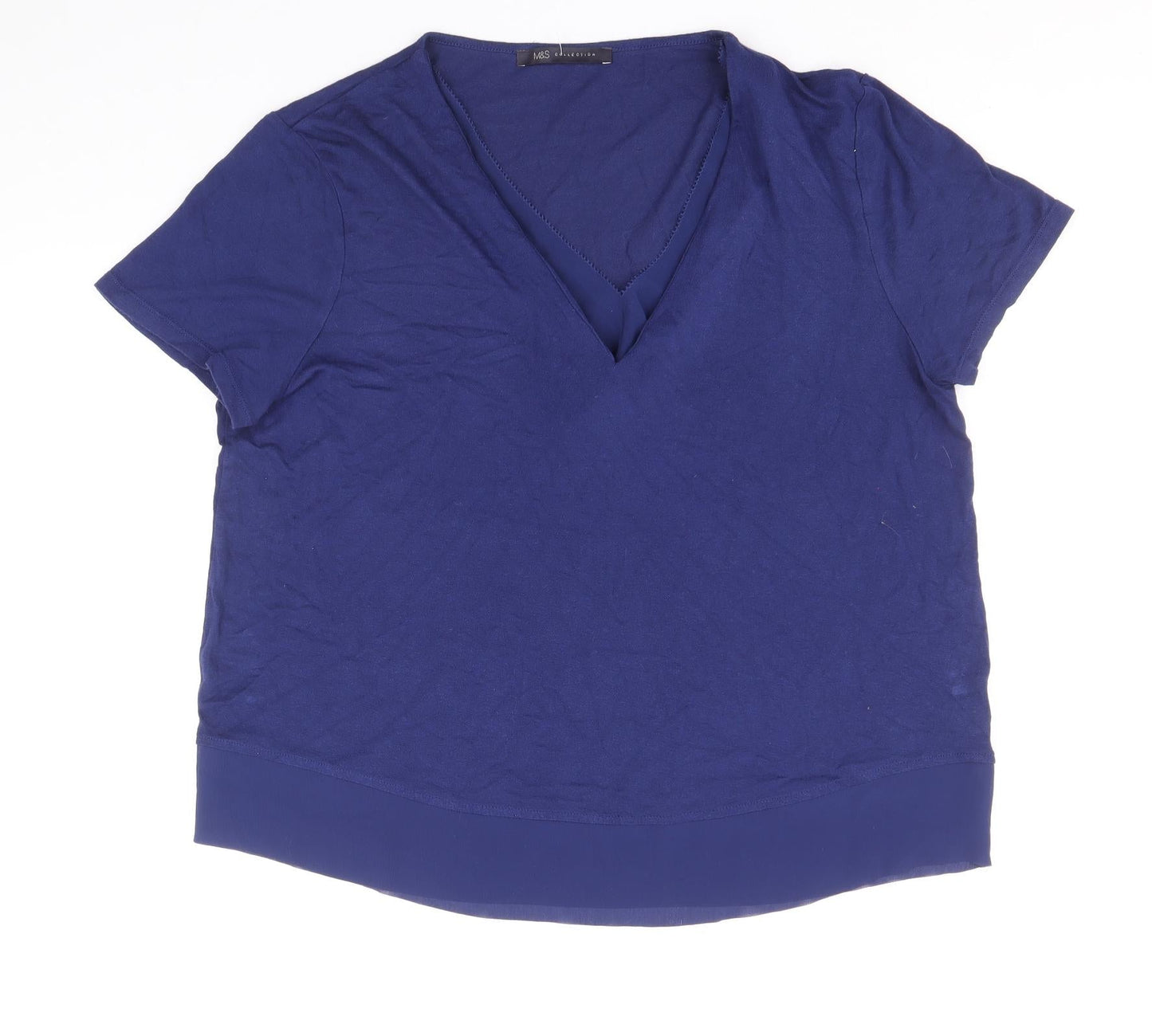 Womens UK Size 12 Marks and Spencer Blue Basic T-Shirt