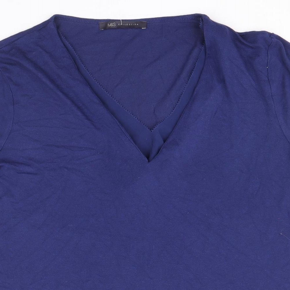 Womens UK Size 12 Marks and Spencer Blue Basic T-Shirt