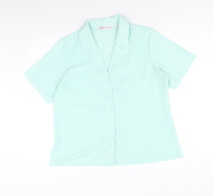 EWM Womens Blue Polyester Basic Tank Size 14 V-Neck