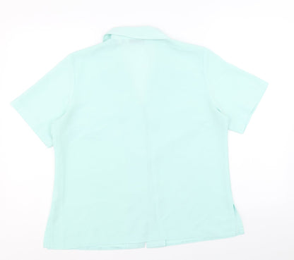 EWM Womens Blue Polyester Basic Tank Size 14 V-Neck