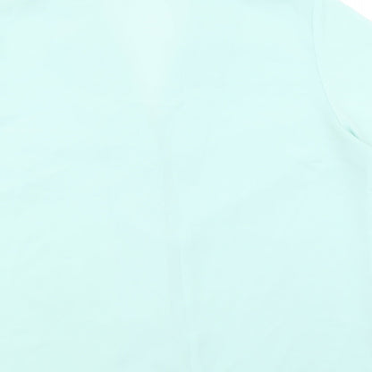 EWM Womens Blue Polyester Basic Tank Size 14 V-Neck