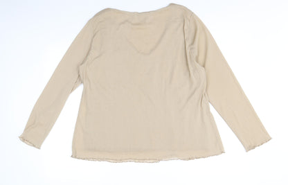 Bonmarché Womens Brown Polyester Basic T-Shirt Size XL V-Neck