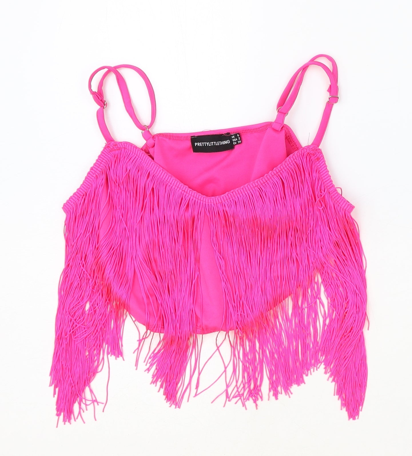 Womens UK Size 6 PRETTYLITTLETHING Pink Cropped Tank
