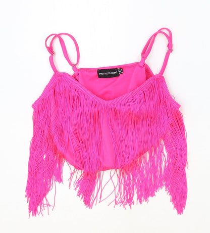 Womens UK Size 6 PRETTYLITTLETHING Pink Cropped Tank