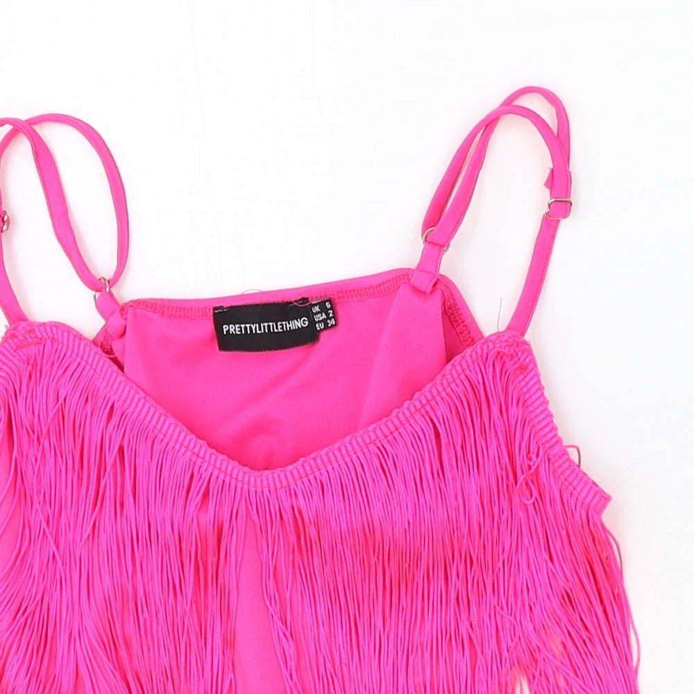 Womens UK Size 6 PRETTYLITTLETHING Pink Cropped Tank