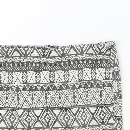 H&M Womens Grey Geometric Cotton Bandage Skirt Size 10 Zip