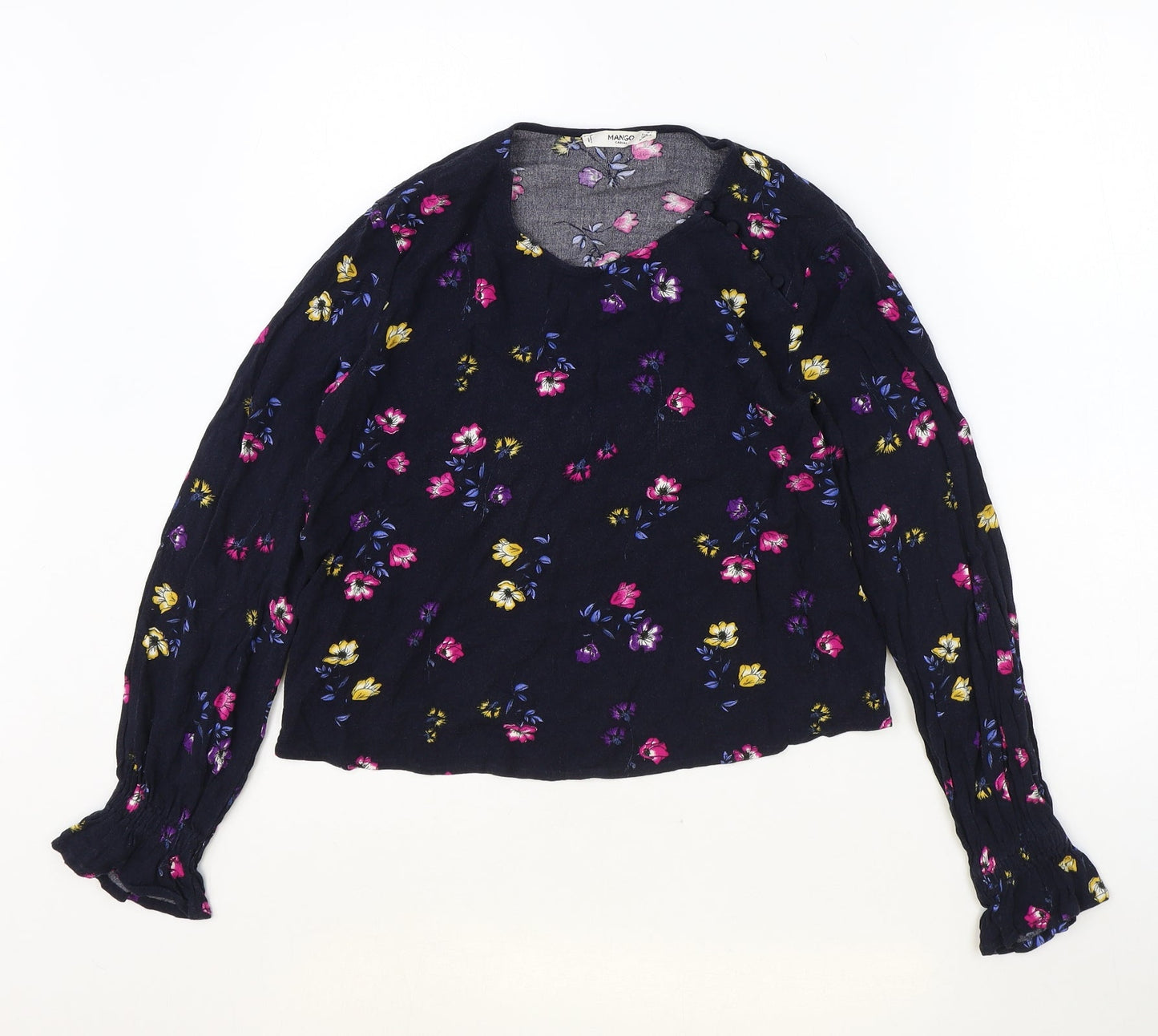 Womens UK Size S Mango Blue Basic Blouse