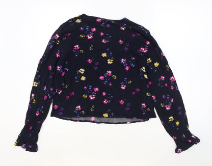 Womens UK Size S Mango Blue Basic Blouse