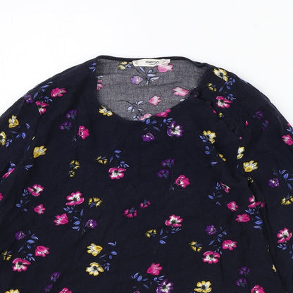 Womens UK Size S Mango Blue Basic Blouse